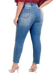 Plus size pencil jeans in soft washed light blue denim