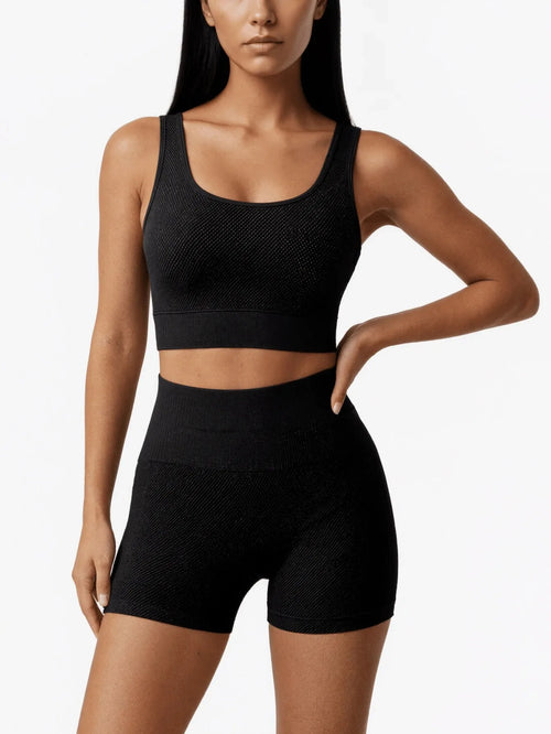 Maanga 2-piece seamless workout set with high-waist yoga shorts and sports bra