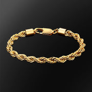 Gold Twist Rope Bracelet with bright tarnish-free finish