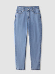 Cotton-blend light blue denim jeans with clean solid wash