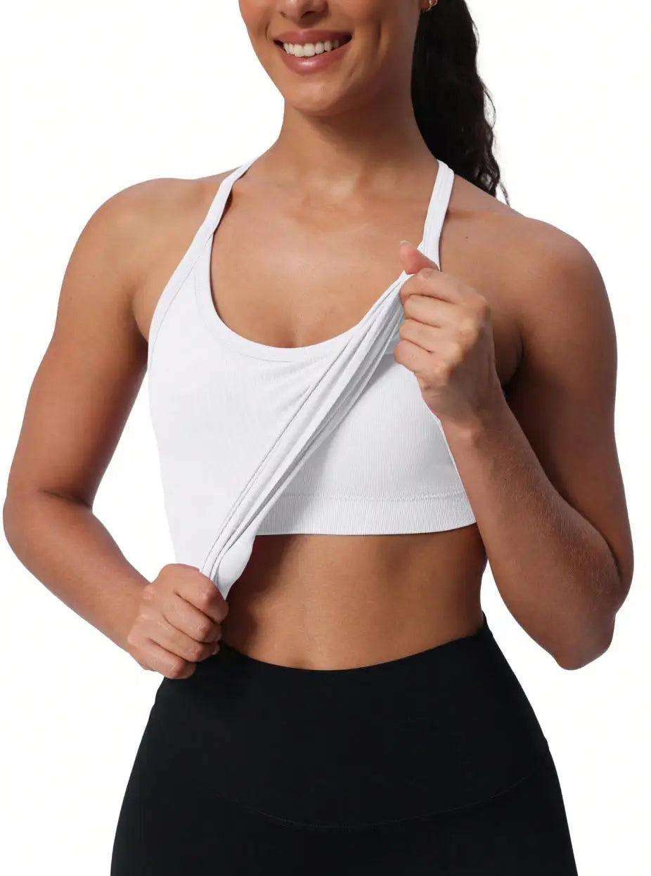 Seamless Workout Tank Tops for Women with Built-In Bra