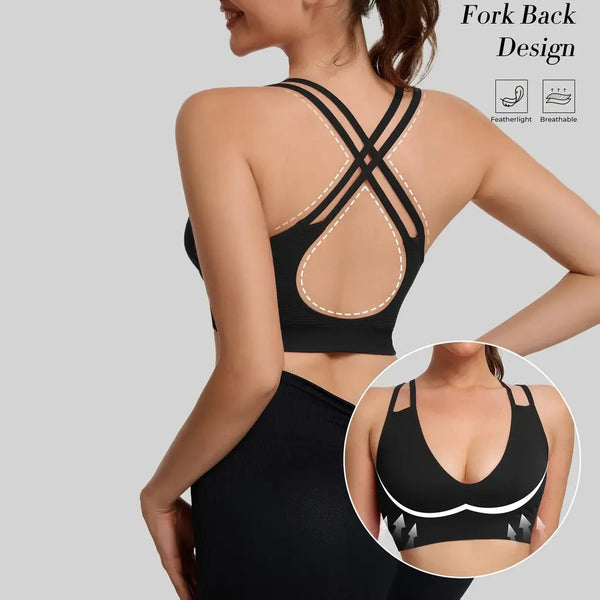 Cross-Strap High-Support Sports Bra Yoga Top