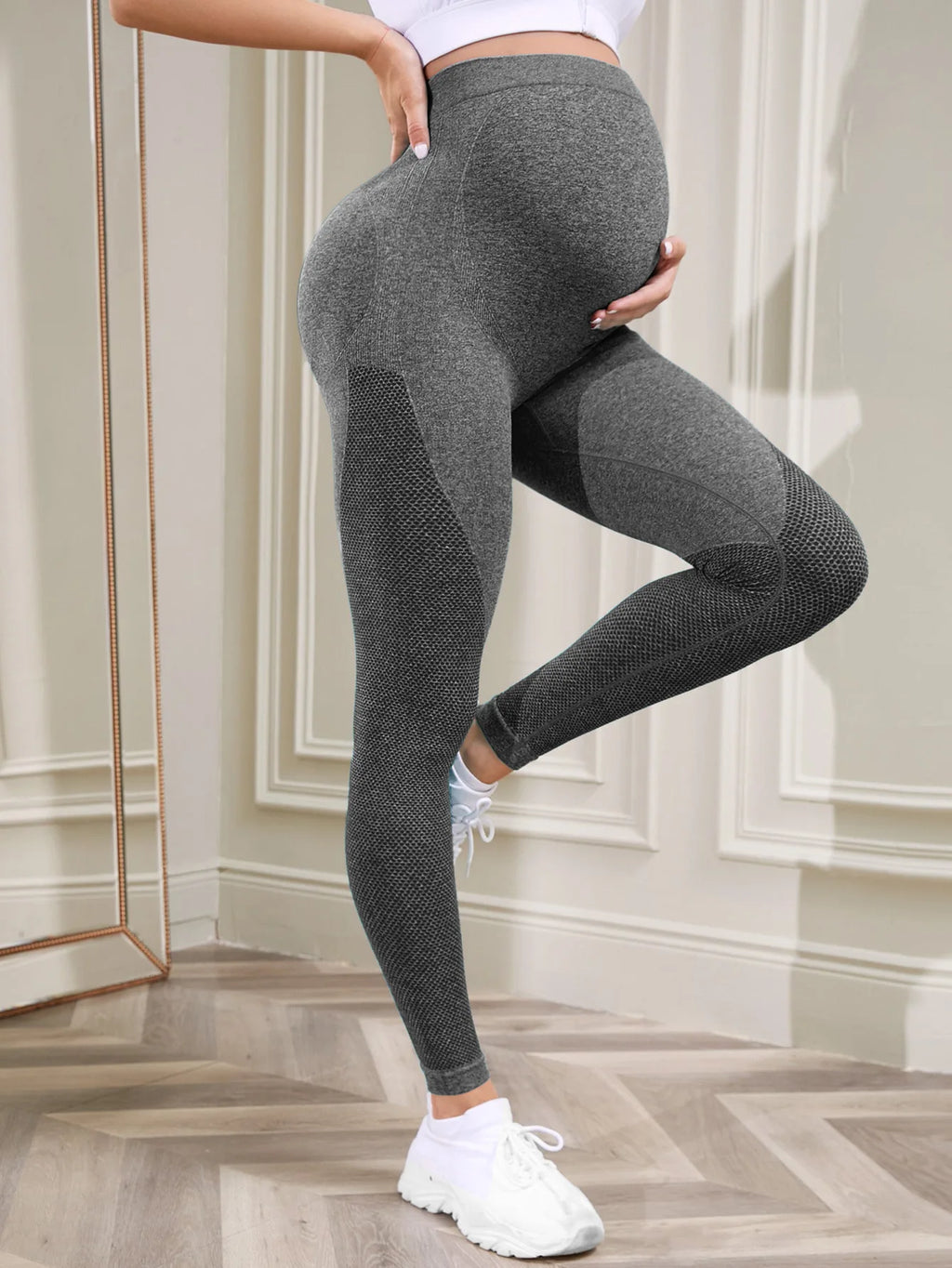 Maternity Solid Color High Waist Casual Leggings Abdominal Support Yoga Pilates Pregnancy Training Pants