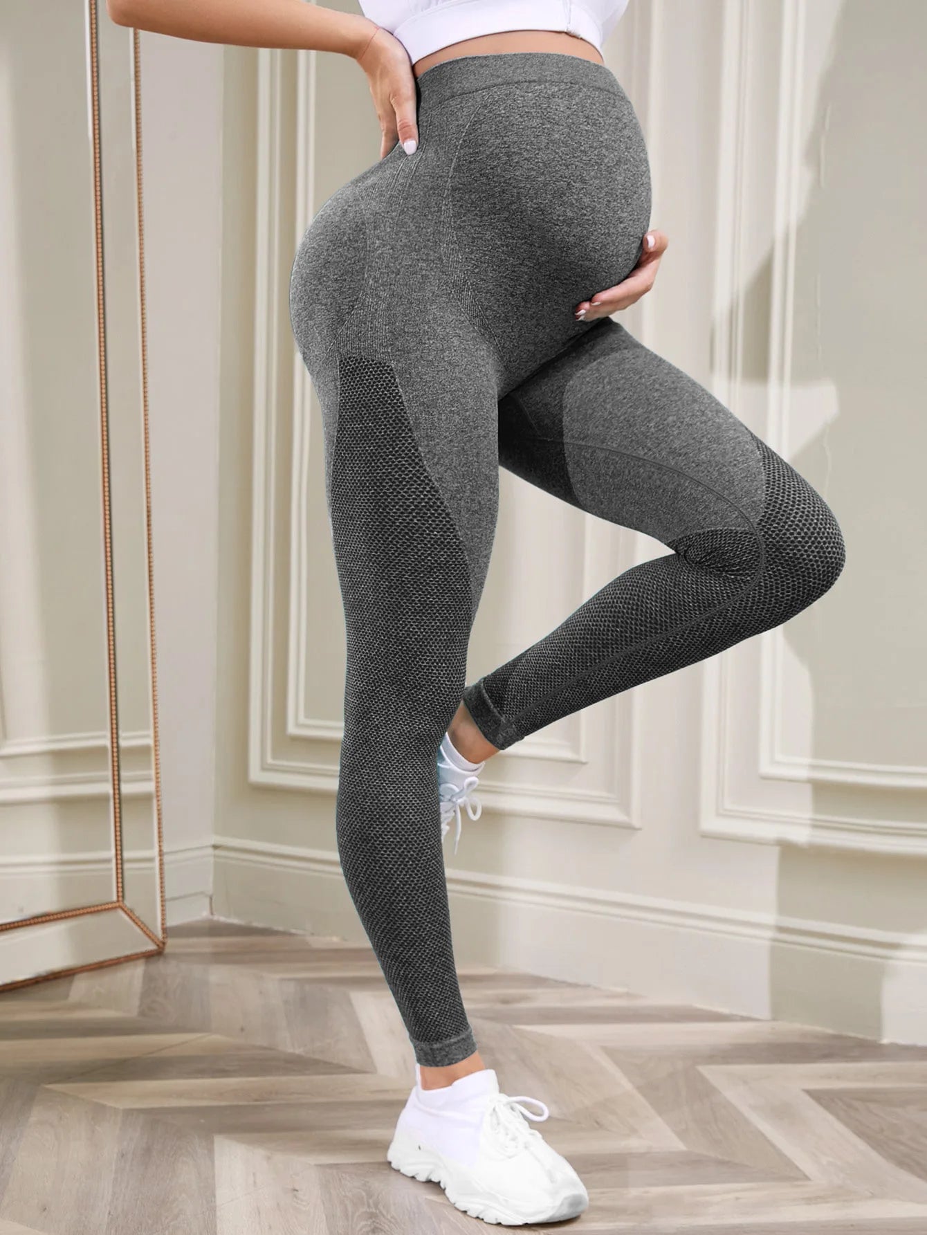 Maternity Solid Color High Waist Casual Leggings Abdominal Support Yoga Pilates Pregnancy Training Pants