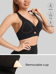Women's yoga vest sports bra with removable chest pads