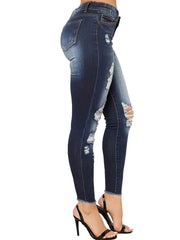 High waist black skinny jeans with lived-in washed finish