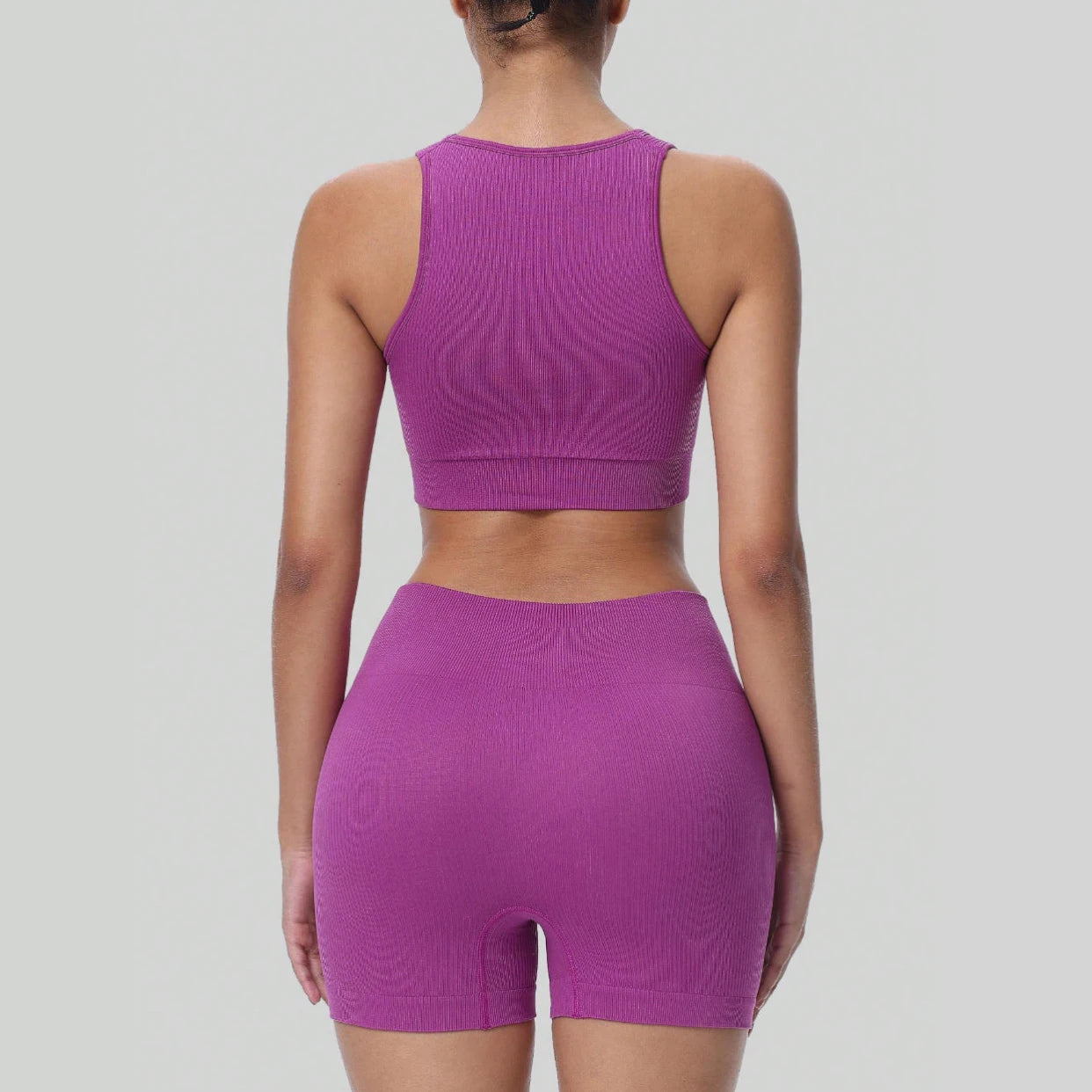 Women's Seamless Knitted Yoga Sets High Elastic Moisture Wicking Sports Two-Piece
