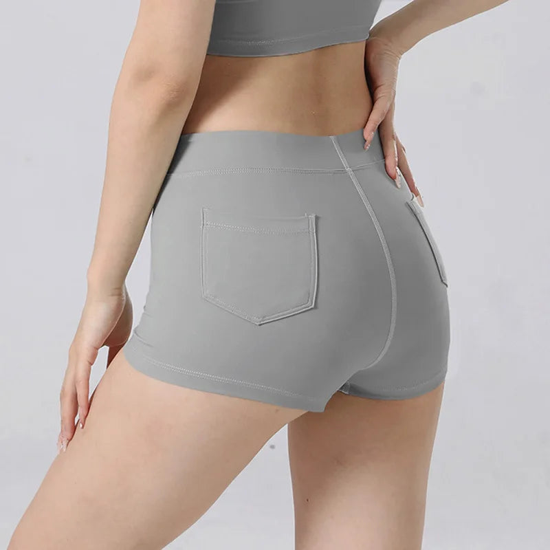 Women's Butt-Lifting High Elastic Yoga Shorts with Pockets