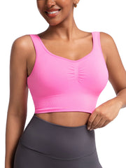 Rose longline sports bra padded yoga crop tank for women
