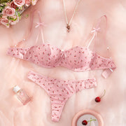 Maanga bow-accented lingerie set with sheer see-through detailing in pink