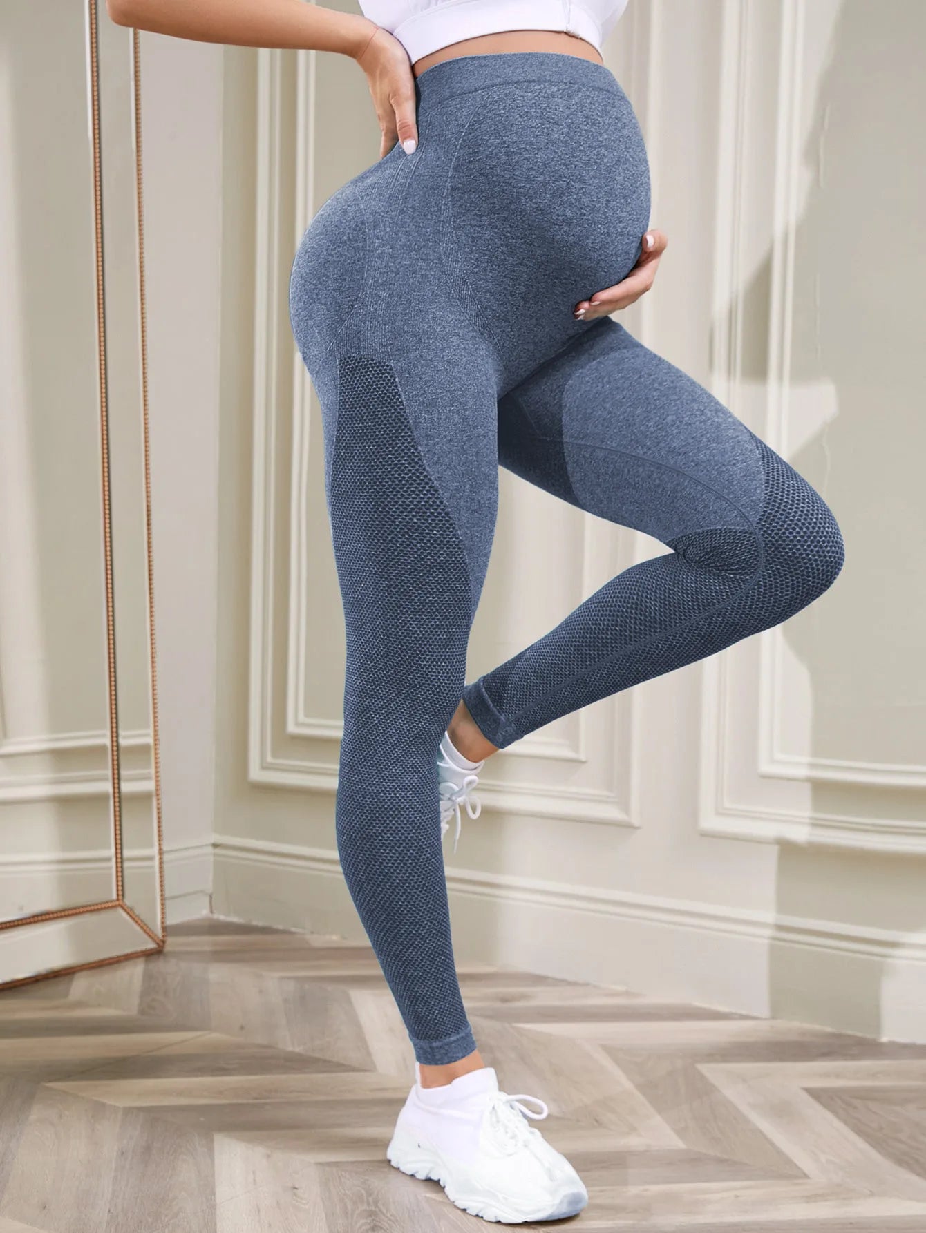 Maternity Solid Color High Waist Casual Leggings Abdominal Support Yoga Pilates Pregnancy Training Pants