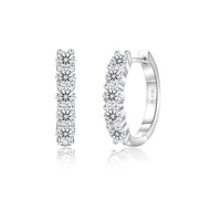 Moissanite Huggie Hoops in White Gold 11mm with VVS round brilliant stones