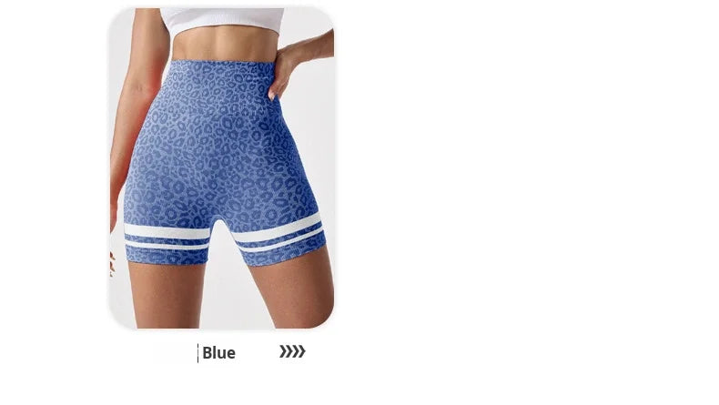 Women's High-Waisted Seamless Yoga Shorts Leopard Print Color-Block Design Elastic Waist for Outdoor Running Spandex/Nylon