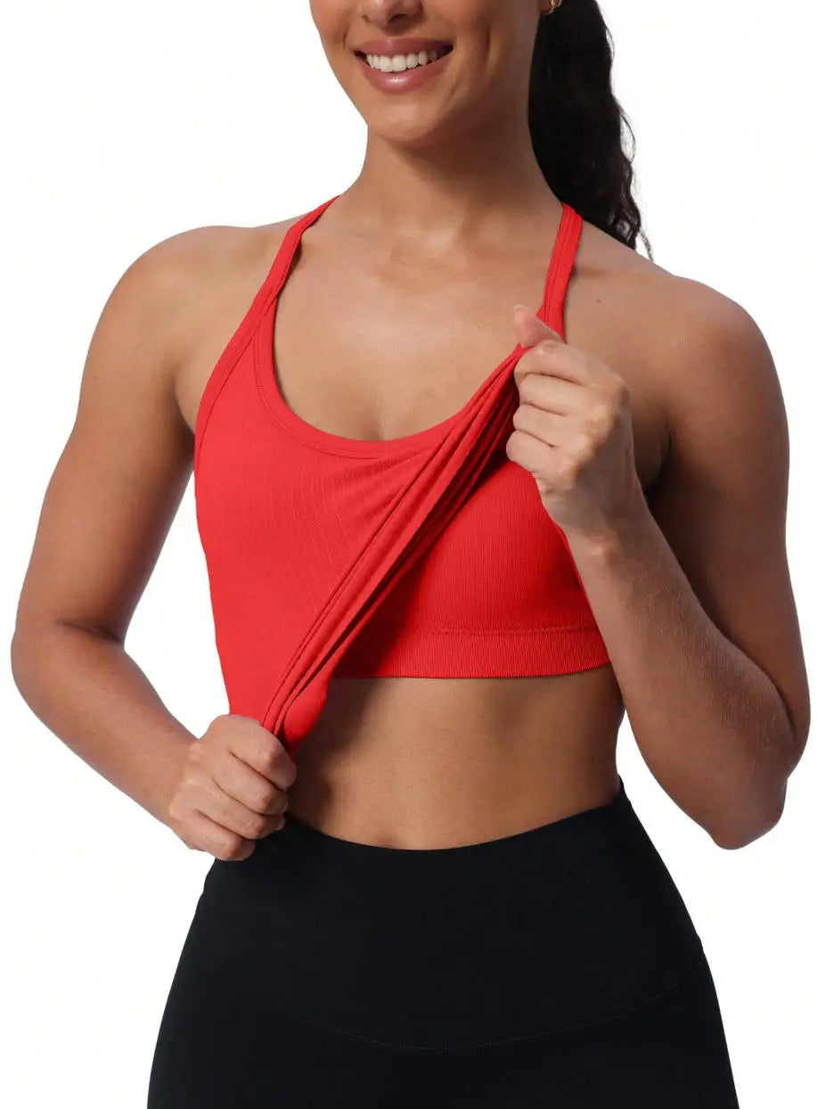 Seamless Workout Tank Tops for Women with Built-In Bra
