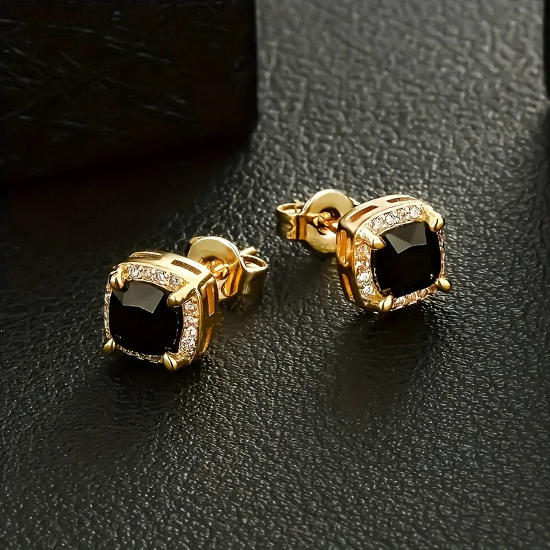 14K Gold Plated CZ Halo Stud Earrings — Unisex