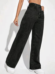 Black Mom Jeans in soft breathable poly-cotton stretch denim