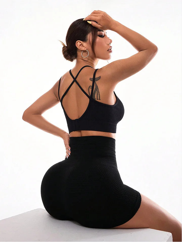 Women's Quick-Dry Breathable Yoga Shorts Hip-Lifting Tummy Control Sports Shorts Running Fitness Workout