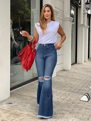 All-season flared bell-bottom jeans for a retro-modern silhouette