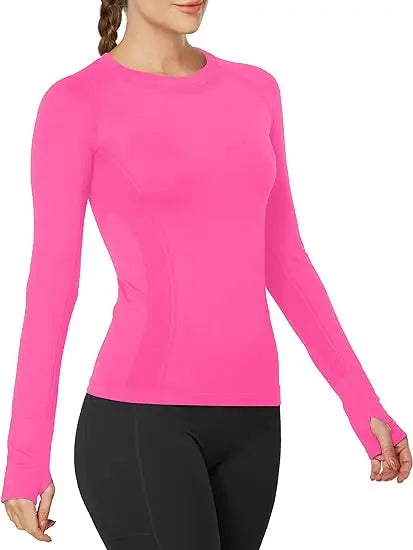Women's Seamless Long Sleeve Workout Top — Quick-Dry Yoga & Gym Shirt
