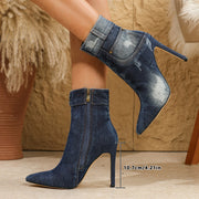 Stiletto ankle boots with durable rubber outsole for grip