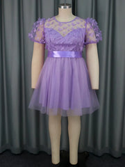 Empire waist tulle mini dress in candy-colored purple