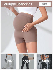 Solid color maternity yoga shorts for everyday comfort