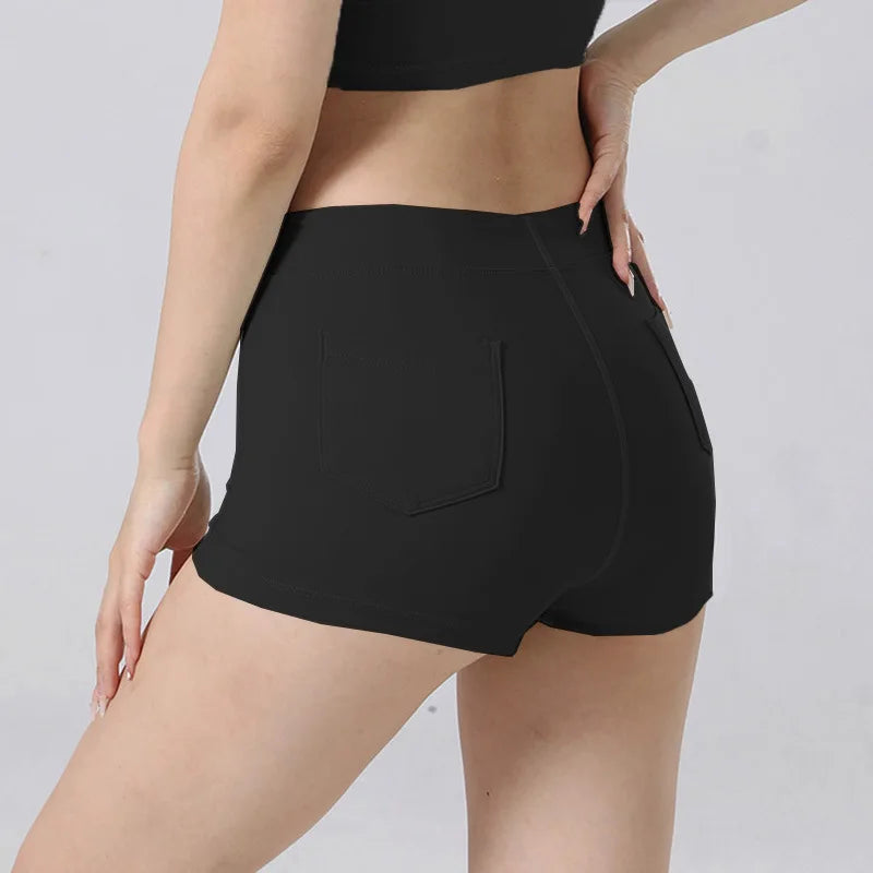 Women's Butt-Lifting High Elastic Yoga Shorts with Pockets