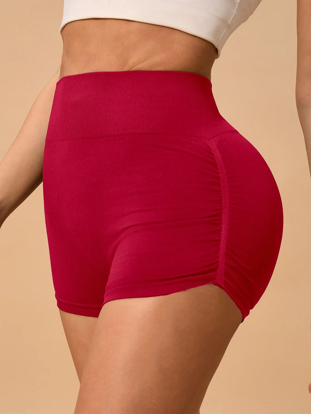 Womens Seamless Fitted High Waist Yoga Shorts Scrunch Butt Lifting 3''- Medium Waisted Booty Workout Volleyball  Shorts