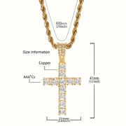 Iced Out Cross Pendant showing micro-insert cubic zirconia setting