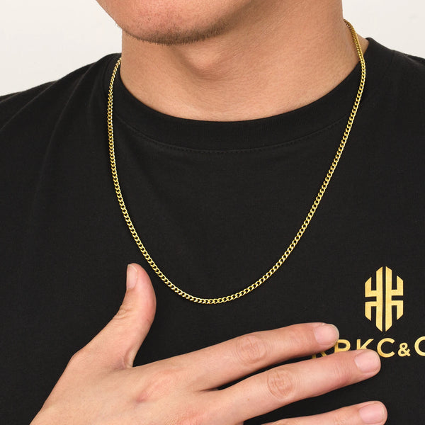 Silver Cuban Link Chain — 3mm Stainless Steel Waterproof Necklace