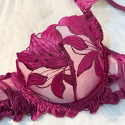 Purple Lace Lingerie Set featuring adjustable straps and bow accent