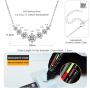 White gold-tone moissanite heart pendant in 1.7 carat size