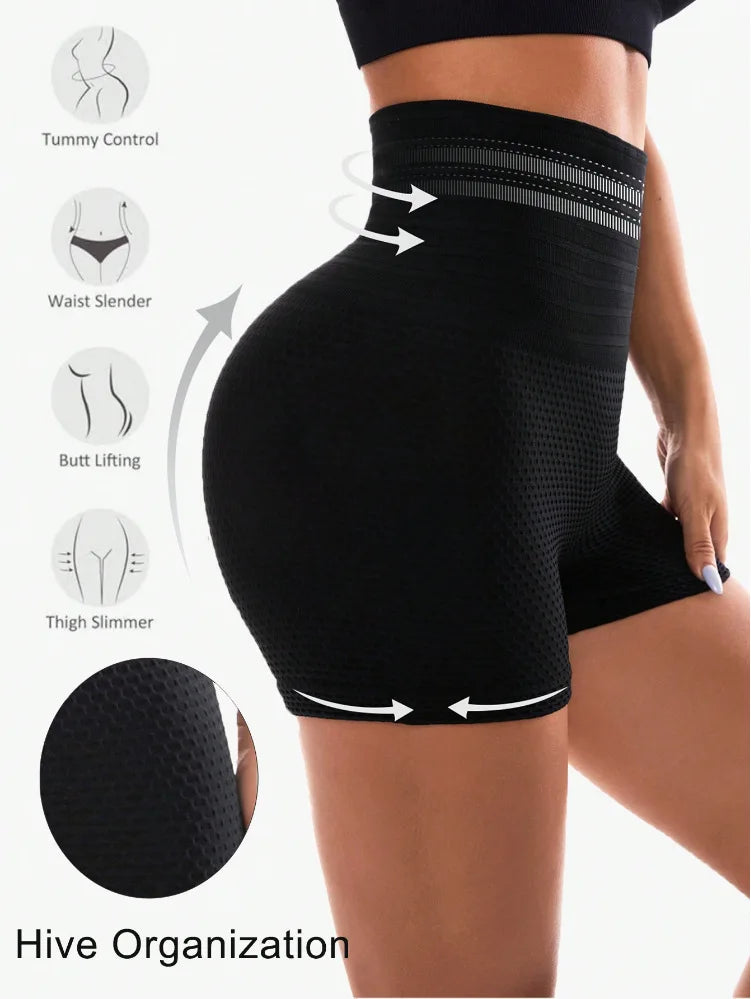 Women's Quick-Dry Breathable Yoga Shorts Hip-Lifting Tummy Control Sports Shorts Running Fitness Workout