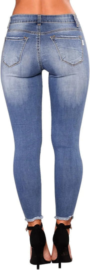 Ripped skinny jeans with medium bleach wash finish