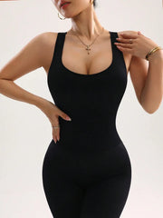 Maanga sports bodysuit with crew neck and sleeveless cut