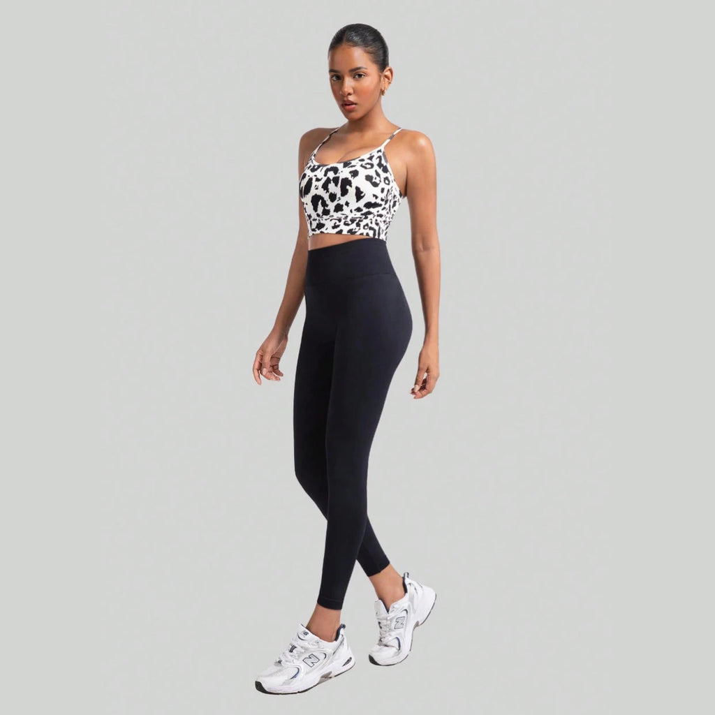 Women's Floral Print Crisscross Spaghetti Straps Sports Bra High Support Backless Breathable Yoga Tank Top for Fitness Running