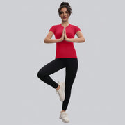 Seamless crew neck workout shirt in a clean solid color for everyday training