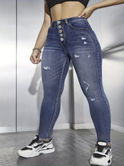 Versatile high waist skinny jeans styled from desk to weekend