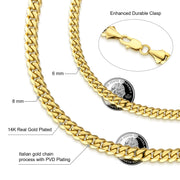 Cuban Link Chain Necklace with secure claw clasp closure