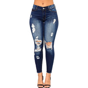 High-waist ripped skinny jeans in Navy 6145