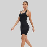 Knee-length workout one-piece for yoga and running