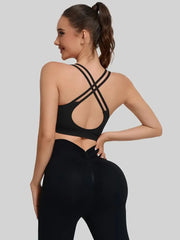 High-support yoga top with backless strap design
