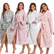 Maanga hooded microfiber bathrobe with all-over love print