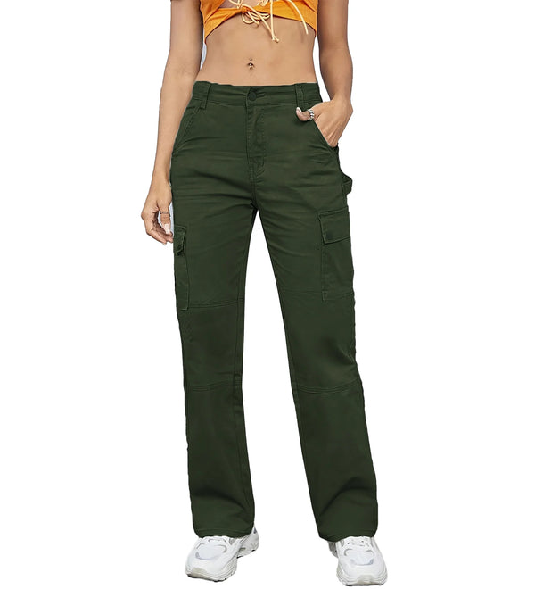 High-Waist Multi-Pocket Denim Baggy Cargo Jeans