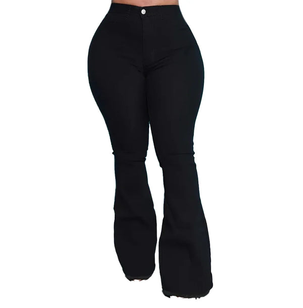 Black Jeans for Women — High Waist Stretch Flare Denim