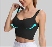 Black seamless yoga tank top with quick-dry fabric