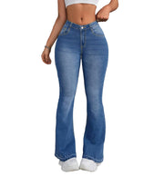 Women's loose high-waisted jeans with elegant flared leg