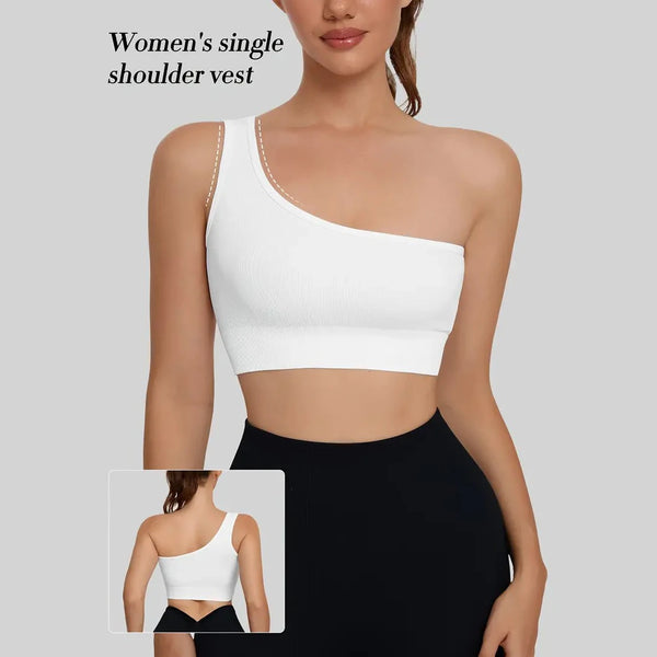 Seamless One-Shoulder Yoga & Running Sports Tank Top