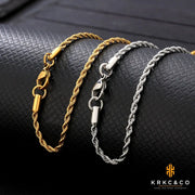 Unisex twisted rope chain necklace with sturdy stainless steel core
