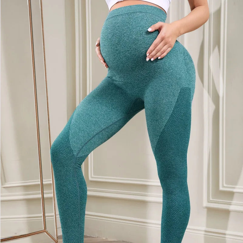 Maternity Solid Color High Waist Casual Leggings Abdominal Support Yoga Pilates Pregnancy Training Pants